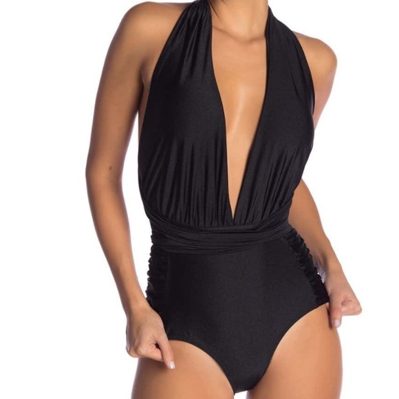 Nicole miller Convertible One Piece Swimsuit black large women’s new - Picture 1 of 8